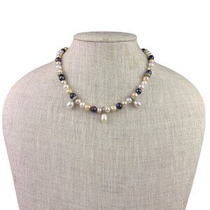 Pasina Womens Multicolor Freshwater Pearl Necklace Modern Bead Design